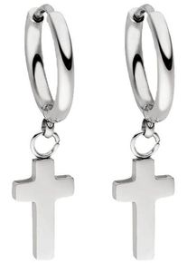 PURELEI Damen Paar Creolen "Schmuck Geschenk Cross Kreuz Ohrringe", Edelstahl, silber, Edelstahl, Ohrringe