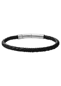 Fossil Damen Lederarmband "JF00510797", Leder-Edelstahl, grau, Leder, Edelstahl, Armbänder