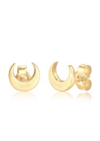 Elli Damen Paar Ohrstecker "Mond Halbmond Matt 925 Silber", ohne Stein, Silber 925 (Sterlingsilber), gold, Silber 925 (Sterlingsilber), Ohrringe