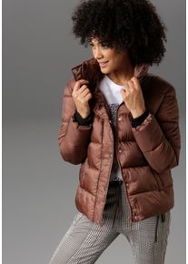 Aniston CASUAL Damen Steppjacke, braun, modisch, Gr. 48, unifarben, leicht glänzend, Web, Steppware, Obermaterial: 55% Polyester, 45% Polyamid.
