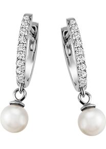 Firetti Damen Paar Creolen "Schmuck Geschenk Silber 925 Ohrschmuck Ohrringe", Silber 925 (Sterlingsilber)-Perlen, weiß, Silber 925 (Sterlingsilber),