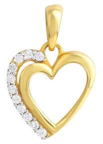 Firetti Damen Herz-Anhänger "Schmuck Geschenk Gold 333 Herz", Gelbgold 333, 1,16 g, weiß, Gelbgold 333, Schmuckanhänger, mit Zirkonia (synth.)