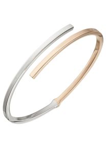 Jobo Damen Armreif, Silber 925 (Sterlingsilber), silber, Silber 925 (Sterlingsilber), Armbänder, oval 925 Silber bicolor roségold vergoldet