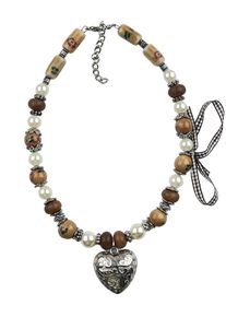 Allgäu Rebell ALLGÄU REBELL Damen Kette mit Anhänger "Toni", braun, Basic, Metall, Halsketten, mit echten Keramikperlen