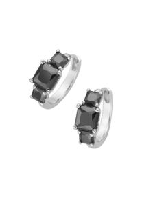 Damen Paar Creolen "mit Zirkonia Steinen, Silber 925", Silber 925 (Sterlingsilber), schwarz, Giorgio Martello MILANO, Silber 925 (Sterlingsilber),