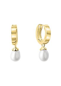 Vivance Damen Paar Creolen "375/- Gelbgold Süßwasserzuchtperle", ONE-SIZE, Gold, gelb, Gold, Ohrringe