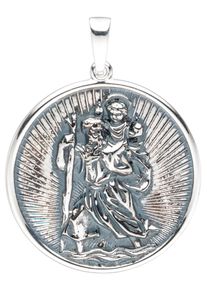 Jobo Damen Runder Anhänger "Schutzpatron Christopherus", Silber 925 (Sterlingsilber), silber, Silber 925 (Sterlingsilber), Schmuckanhänger, rund 925