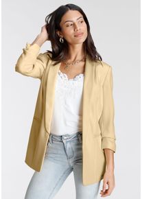 Laura Scott Damen Longblazer, gelb, feminin, Gr. 46, Web, Obermaterial: 90% Polyester, 10% Elasthan. Futter: 100% Polyester, Blazer, mit gerafften