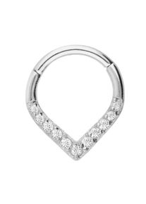 Adelia´s ADELIA ́S Damen Dehnschnecke "Piercing Ohrpiercing", silber, modisch, Chirurgiestahl, Piercings, Mit vielen klaren gefassten Steinen in 1,2 mm Stärke