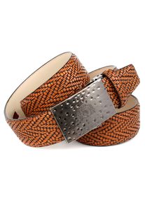 Anthoni Crown Damen Ledergürtel, braun, casual,klassisch, Gr. 85, unifarben, Leder, Gürtel, mit auffälliger Wappenschließe
