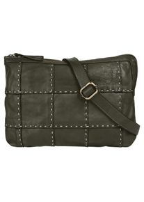 Samantha Look Damen Umhängetasche, grün, Leder, unifarben, leicht glänzend, Taschen, echt Leder, Made in Italy