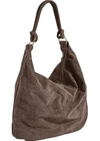 Heine Damen Beuteltasche, grau, Leder, unifarben, Taschen