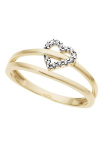 Firetti Damen Diamantring "Schmuck Geschenk Gold 333 Damenring Goldring Diamant Herz", 19, 0,055 ct P2 = erkennbare Einschlüsse, Gelbgold