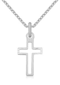 Firetti Damen Kette mit Anhänger "Schmuck Geschenk Silber 925 Halsschmuck Halskette Ankerkette Kreuz", Silber 925 (Sterlingsilber), L: 45cm, silber,