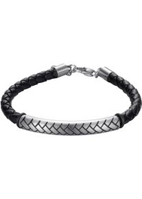 Firetti Armband "Schmuck Geschenk Edelstahl Leder Armschmuck Armkette Loobstprägung", Edelstahl-Leder-Kautschuk, schwarz, Edelstahl, Leder,