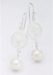 Firetti Damen Paar Ohrhänger "Schmuck Geschenk Ohrschmuck Ohrhaken Sonne Blume Perle", Silber 925 (Sterlingsilber)-Perlen, bunt, Silber 925