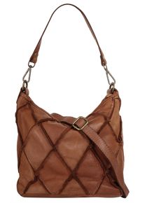 Samantha Look Damen Henkeltasche, braun, Leder, unifarben, leicht glänzend, Taschen, echt Leder, Made in Italy