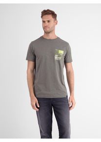 Lerros Herren T-Shirt "Lerros O-Neck T-Shirt, Brustprint", grau, Gr. S, 100% Baumwolle, Shirts