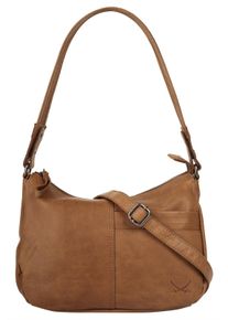 Sansibar Damen Umhängetasche, braun, Leder, unifarben, leicht glänzend, Taschen, echt Leder