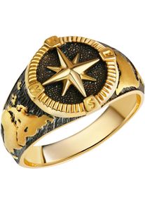 Firetti Damen Silberring "Schmuck Geschenk Silber 925 Fingerring Windrose Welt", 19, Silber 925 (Sterlingsilber), 4,5mm, schwarz, Silber 925