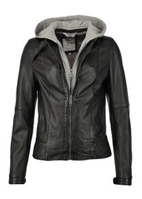 JCC Damen Bikerjacke "31021120", schwarz, Gr. 42, Oberstoff: 100% Lammleder / Innenfutter: 100% Polyester / Kapuze: 70% Baumwolle, 30% Polyester,