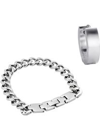 Firetti Damen Schmuckset "Mulitpack Schmuck Geschenk Edelstahl Armband Single-Creole", silber, Edelstahl, Schmuck-Sets