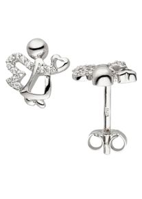 Jobo Damen Paar Ohrstecker "Engel-Ohrringe Schutzengel mit 24 Zirkonia", Silber 925 (Sterlingsilber), silber, Silber 925 (Sterlingsilber), Ohrringe,