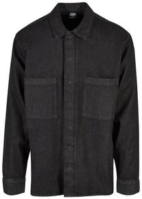 Urban Classics Herren Langarmhemd "Urban Classics Herren Oversized Denim Pocket Shirt", schwarz, Gr. XL, unifarben, 100% Baumwolle, Hemden