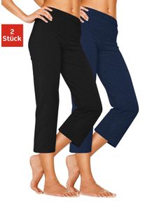 Vivance ACTIVE Damen Caprihose, Gr. 32, blau, Single Jersey, Obermaterial: 95% Baumwolle, 5% Elasthan, unifarben, Basic, Hosen, mit Gummibund,