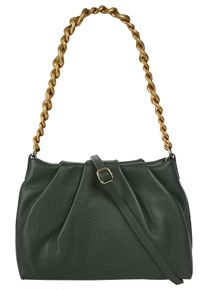 Samantha Look Damen Umhängetasche, grün, Leder, unifarben, leicht glänzend, Taschen, echt Leder, Made in Italy