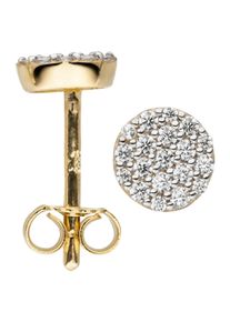 Jobo Damen Paar Ohrstecker "Runde Ohrringe mit 38 Zirkonia", Gelbgold 333, gold, Gelbgold 333, Ohrringe, 333 Gold