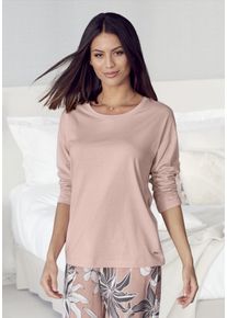Lascana Damen Pyjamaoberteil, Gr. 36, rosa, Single Jersey, Obermaterial: 50% Baumwolle, 50% Viskose, unifarben, feminin, Shirts, mit überschnittenen