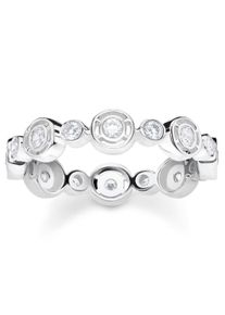 Thomas Sabo Damen Fingerring "Kreise mit weißen Steinen, TR2256-051-14-52,54,56,58", 52, Silber 925 (Sterlingsilber), 4,4mm, silber, Silber 925