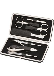 ERBE® ERBE Maniküre-Etui "Bügel-Lederetui mit Druckknopf", B/H/T: 100mm x 172mm x 20mm 7 tlg., schwarz, B:100mm H:172mm T:20mm, Nageletuis, bestückt mit