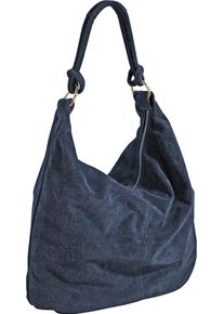 Heine Damen Beuteltasche, blau, Leder, unifarben, Taschen