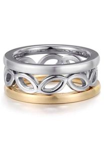 Kingka Damen Ring-Set "Leaves Trio, SR6228S2,S3,S4,S5", 60, Edelstahl, 8,8mm, gold, Edelstahl, Fingerringe