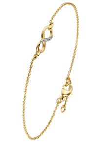 Jobo Damen Goldarmband "Unendlichkeit", Gelbgold 375, gelb, Gelbgold 375, Armbänder, 375 Gold bicolor mit 7 Zirkonia 19,5 cm