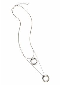Firetti Damen Lange Kette "2 rhg., mit je doppelten Ringanhänger, glanz", Metall, L: 70cm, grau, Metall, Halsketten