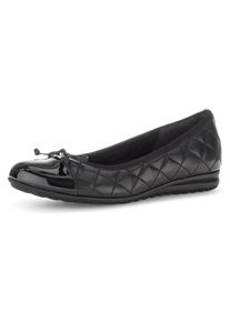 Gabor Damen Ballerina "Florenz", Gr. 35, schwarz, Kalbsleder, Lackleder, klassisch, Schuhe, Halbschuh, Schlupfschuh, Businessschuh, Ziersteppungen,