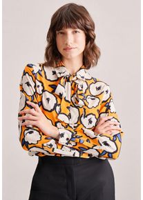 Seidensticker Damen Schluppenbluse "Schwarze Rose", orange, Gr. 36, gemustert, 100% Viskose, Blusen, Langarm Kragen Druck