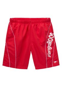 Kangaroos Herren Badeshorts, rot, Gr. 4, unifarben, Microfaser, Polyester, Badehosen, mit Kangaroos Schriftzug