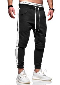 behype Herren Sweathose "TRACK", schwarz-weiß, Gr. XXL, 80% Baumwolle, 20% Polyester, Hosen, im angenehmen Slim-Fit