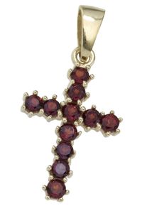 Jobo Damen Kreuz-Anhänger "Anhänger Kreuz", Gelbgold 333, gold, Gelbgold 333, Schmuckanhänger, 333 Gold mit Granat