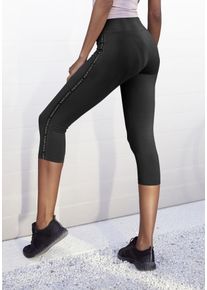active by Lascana LASCANA ACTIVE Damen Caprileggings, schwarz, Basic, Gr. XS, unifarben, Jersey, Obermaterial: 95% Baumwolle, 5% Elasthan, Hosen, mit breitem