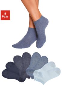 GO IN Damen Kurzsocken, Gr. 35, blau, Polyamid, Baumwolle, Elasthan, meliert, unifarben, Socken, uni in Basic Farben