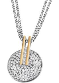 Firetti Damen Kette mit Anhänger "Schmuck Geschenk Silber 925 Halsschmuck Halskette Bicolor Kreis", Silber 925 (Sterlingsilber), L: 45cm B: 1,3mm,