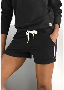 H.I.S. H.I.S Damen Strandshorts, Gr. 36, schwarz, Sweatware, Obermaterial: 77% Baumwolle, 20% Polyester, 3% Elasthan, unifarben mit Farbeinsätzen,