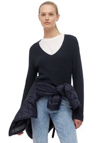 Marc O'Polo MARC O'POLO Damen Strickpullover, blau, casual, Gr. XS, unifarben, Grobstrick, Obermaterial: 100% Baumwolle, Pullover, mit dekorativem Strickmuster