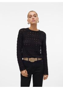 Véro Moda VERO MODA Damen Strickpullover "VMNEWFABIENNE LS O-NECK PULLOVER NOOS", schwarz, modisch, Gr. XS, unifarben, Strick, Obermaterial: 60% Baumwolle, 40%