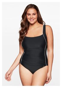 sheego Damen Badeanzug "Große Größen", schwarz, Gr. 40, unifarben, Polyamid, Xtra Life LYCRA, Badeanzüge, mit verstellbaren Trägern und Shaping-Effekt